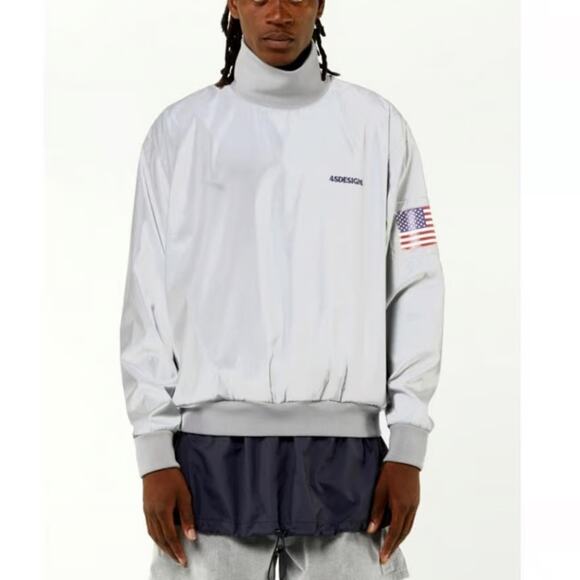 4SDESIGNS Gray Pullover Jacket American Flag Retails $1144 Athletic Streetwear - Picture 14 of 14